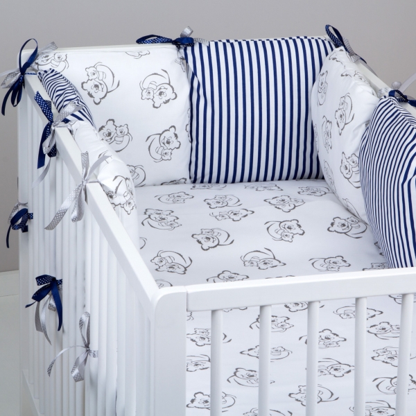 Mantinel Baby Nellys ® - polštářkový s povlečením vzor č. 345211 - 8D - 6ks polštářků cca 40x40 cm + povlečení 2D 135x100cm, na postel 140x70cm