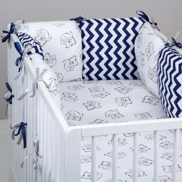 Mantinel Baby Nellys ® - polštářkový s povlečením vzor č. 345242 - 8D - 6ks polštářků cca 40x40 cm + povlečení 2D 135x100cm, na postel 140x70cm