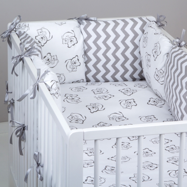 Mantinel Baby Nellys ® - polštářkový s povlečením vzor č. 345243 - 8D - 6ks polštářků cca 40x40 cm + povlečení 2D 135x100cm, na postel 140x70cm