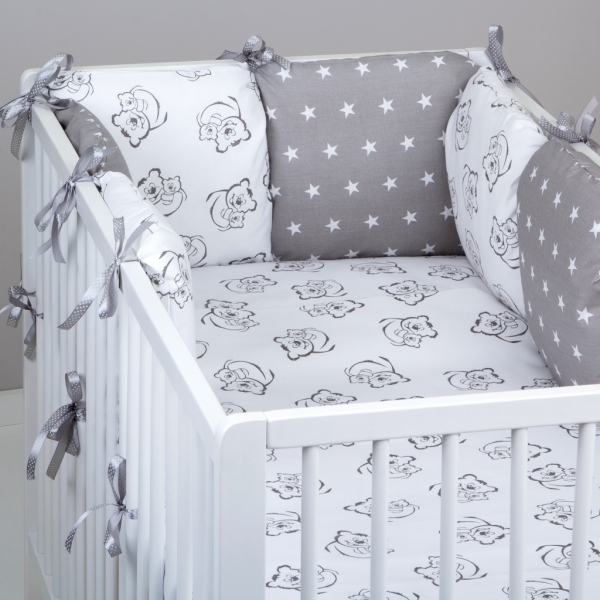 Mantinel Baby Nellys ® - polštářkový s povlečením vzor č. 345320 - 8D - 6ks polštářků cca 40x40 cm + povlečení 2D 135x100cm, na postel 140x70cm