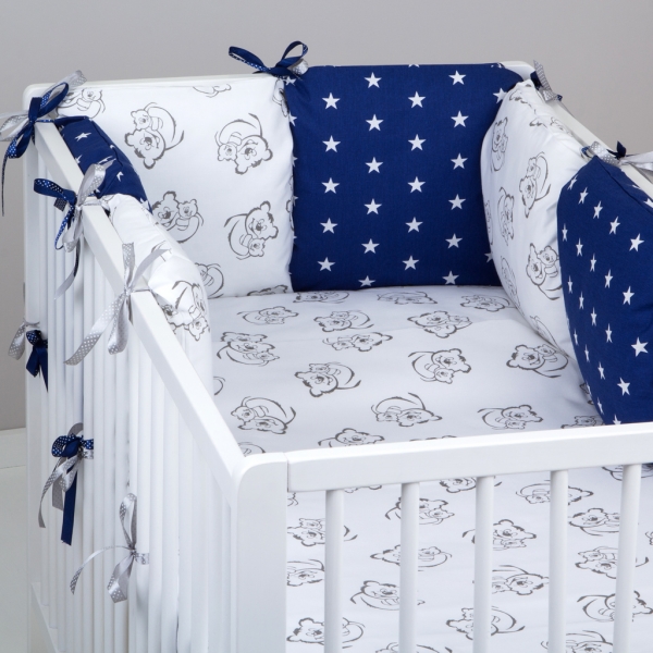 Mantinel Baby Nellys ® - polštářkový s povlečením vzor č. 345321 - 8D - 6ks polštářků cca 40x40 cm + povlečení 2D 135x100cm, na postel 140x70cm