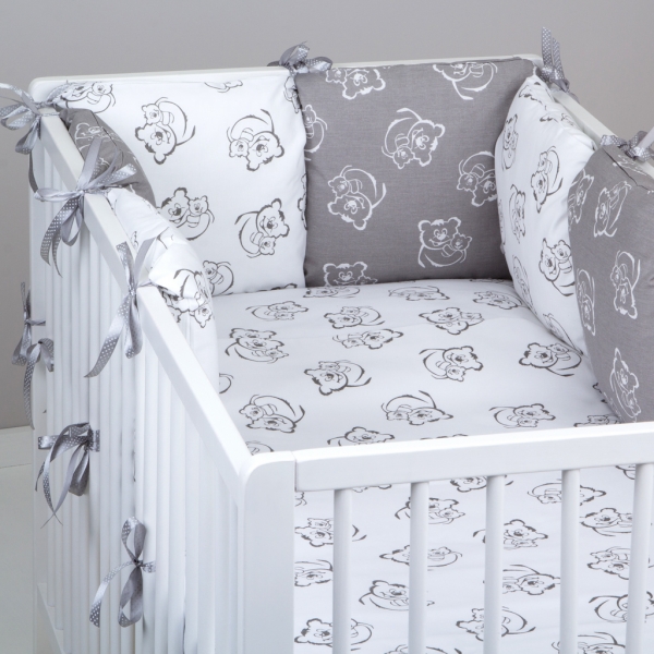 Mantinel Baby Nellys ® - polštářkový s povlečením vzor č. 345346 - 8D - 6ks polštářků cca 40x40 cm + povlečení 2D 135x100cm, na postel 140x70cm