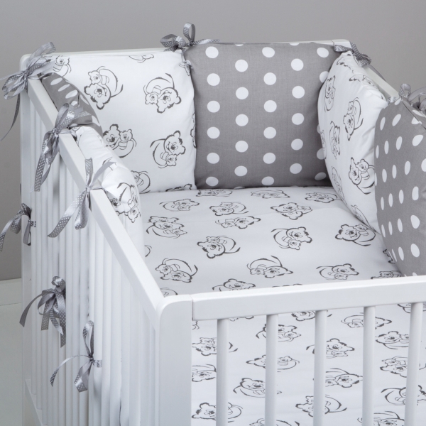 Mantinel Baby Nellys ® - polštářkový s povlečením vzor č. 345403 - 8D - 6ks polštářků cca 40x40 cm + povlečení 2D 135x100cm, na postel 140x70cm