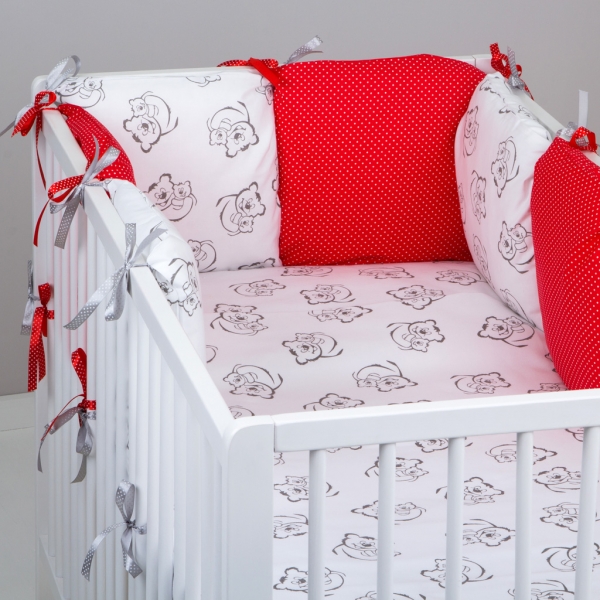 Mantinel Baby Nellys ® - polštářkový s povlečením vzor č. 345460 - 8D - 6ks polštářků cca 40x40 cm + povlečení 2D 135x100cm, na postel 140x70cm