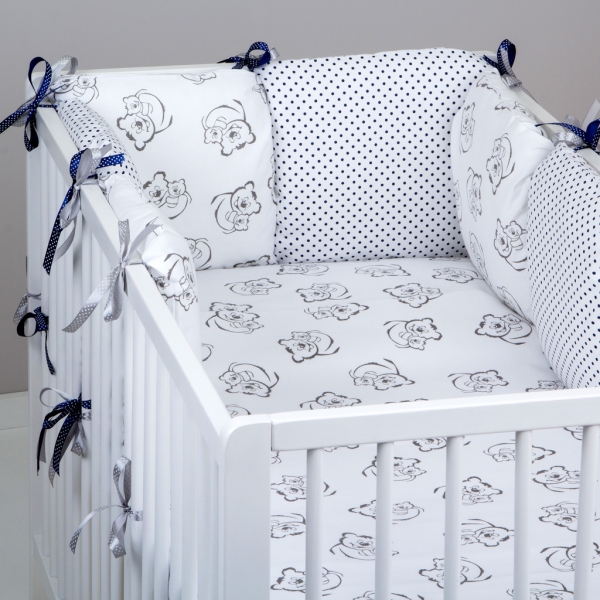 Mantinel Baby Nellys ® - polštářkový s povlečením vzor č. 345462 - 8D - 6ks polštářků cca 40x40 cm + povlečení 2D 135x100cm, na postel 140x70cm