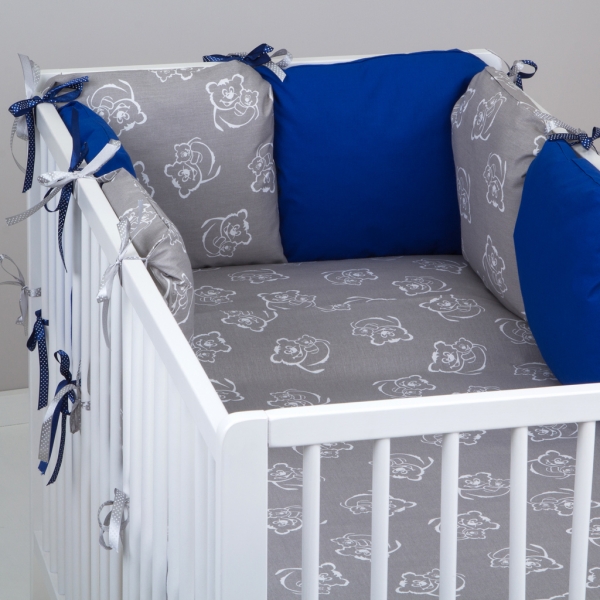 Mantinel Baby Nellys ® - polštářkový s povlečením vzor č. 346116 - 8D - 6ks polštářků cca 40x40 cm + povlečení 2D 135x100cm, na postel 140x70cm