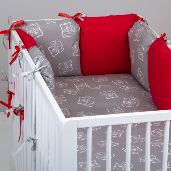 Mantinel Baby Nellys ® - polštářkový s povlečením vzor č. 346118 - 8D - 6ks polštářků cca 40x40 cm + povlečení 2D 135x100cm, na postel 140x70cm