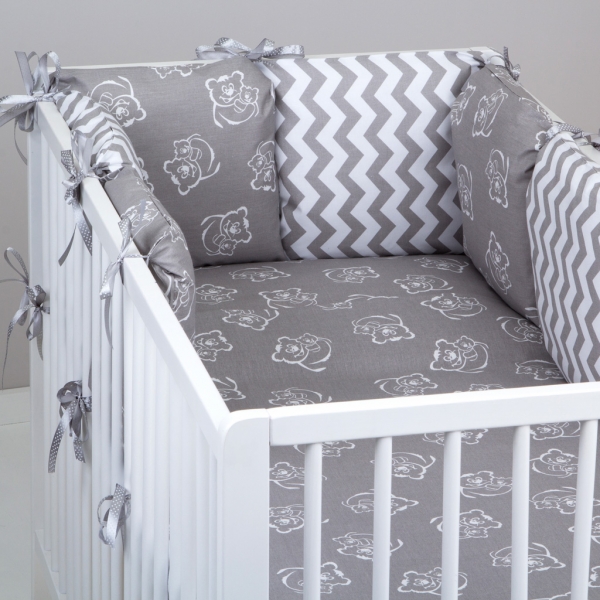 Mantinel Baby Nellys ® - polštářkový s povlečením vzor č. 346243 - 8D - 6ks polštářků cca 40x40 cm + povlečení 2D 135x100cm, na postel 140x70cm