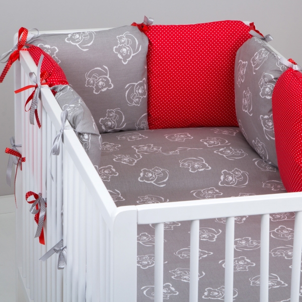 Mantinel Baby Nellys ® - polštářkový s povlečením vzor č. 346460 - 8D - 6ks polštářků cca 40x40 cm + povlečení 2D 135x100cm, na postel 140x70cm