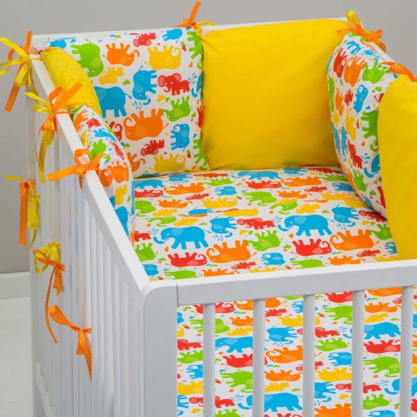 Mantinel Baby Nellys ® - polštářkový s povlečením vzor č. 241101 - 8D - 6ks polštářků cca 40x40 cm + povlečení 2D 135x100cm, na postel 140x70cm