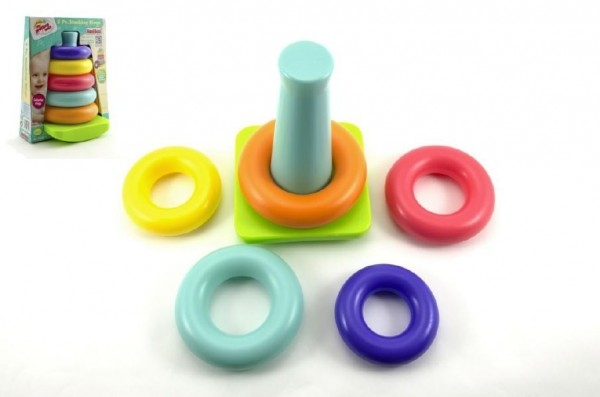 Skládanka pyramida s kroužky 21cm plast 5ks v krabici 6m+