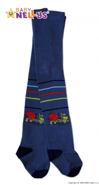 Bavlněné punčocháče Baby Nellys ® - Náklaďák s mixem jeans, vel. 80/86