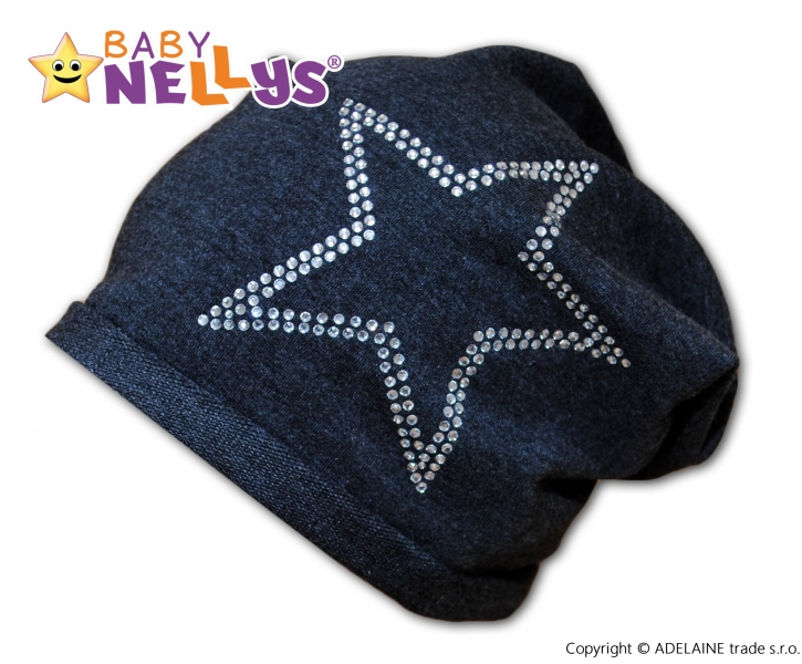 Bavlněná čepička Baby Nellys ® - Hvězdička/ stříbrný lem