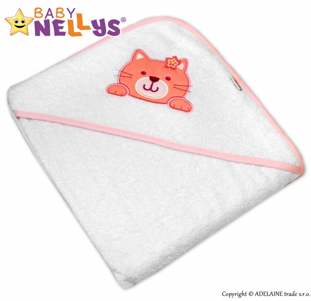 Termoosuška s kapucí KOČIČKA Baby Nellys - bílá