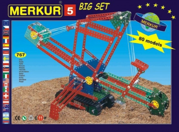 Fotografie Stavebnice MERKUR 5 80 modelů 767ks v krabici 36x27x8cm