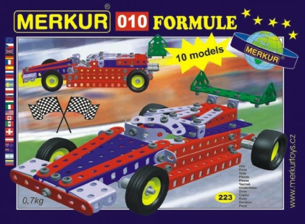 Fotografie Stavebnice MERKUR 010 Formule 10 modelů 223ks v krabici 26x18x5cm