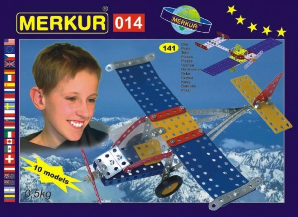 Fotografie Stavebnice MERKUR 014 Letadlo 10 modelů 141ks v krabici 26x18x5cm