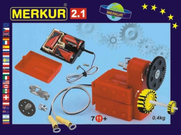 Fotografie Stavebnice MERKUR 2.1 Elektromotorek v krabici 26x18x5cm