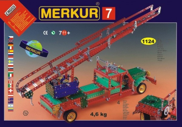 Fotografie Stavebnice MERKUR 7 100 modelů 1124ks 4 vrstvy v krabici 54x36x6cm