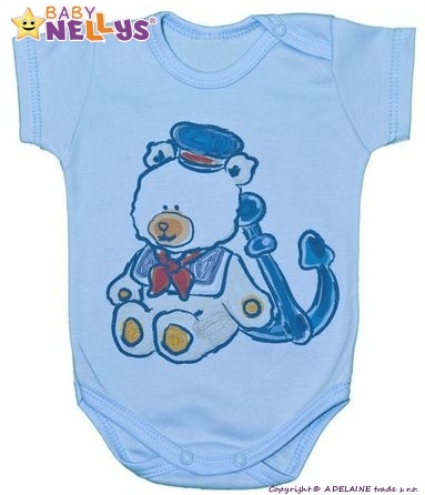 Body kr. rukáv Baby Nellys ® - Medvídek - námořník - modré