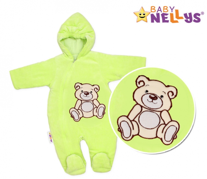 BABY NELLYS Zimní kombinézka/overálek Teddy Bear- zelená, Velikost: 56 (1-2m)