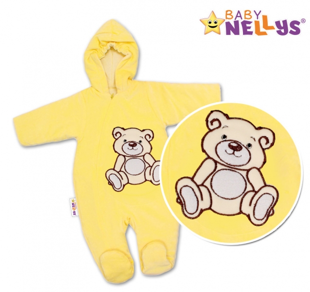 BABY NELLYS Kombinézka/overálek Teddy Bear, velikost: 68 - krémová, žlutá, Velikost: 68 (4-6m)