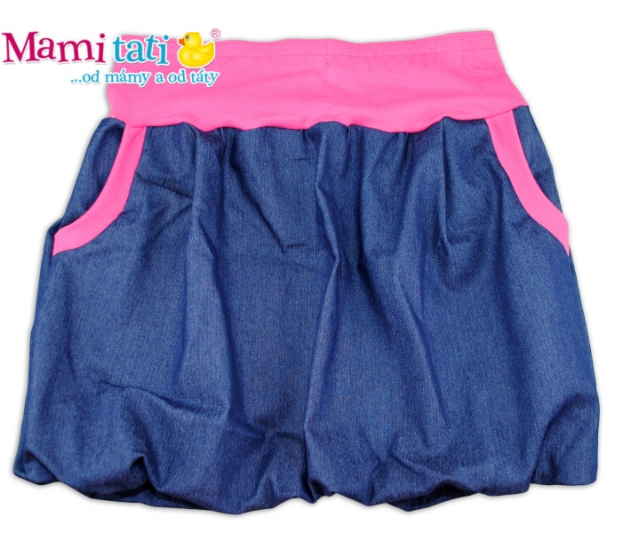 Mamitati Balónová sukně NELLY - jeans denim granát/ růžové lemyvel. L/XL