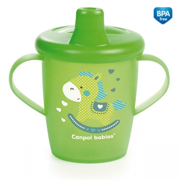 Nevylévací hrníček  Canpol Babies Anywayup TOYS - zelený, 250 ml