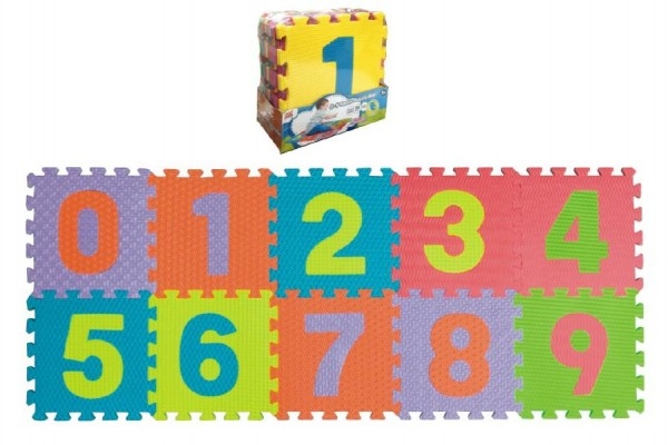 Pěnové puzzle čísla 0-9 podložka 25x25x1cm 10ks v sáčku (1)