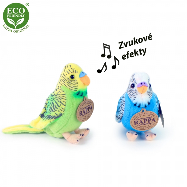 Plyšová andulka se zvukem 11 cm 2 druhy ECO-FRIENDLY