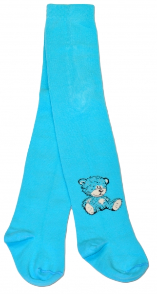 Bavlněné punčocháče Baby Nellys ® - Sweet Teddy - tyrkysové, vel. 104/110