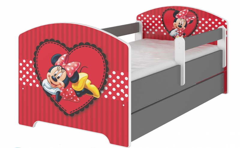 BabyBoo Dětská postel Disney s šuplíkem - Minnie Srdíčko, D19, Velikost: 140x70