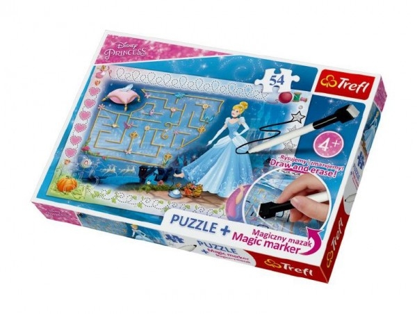 Puzzle + magický fix Princezny - hledání střevíčku/Disney 54 dílků v krabici 33x23x4