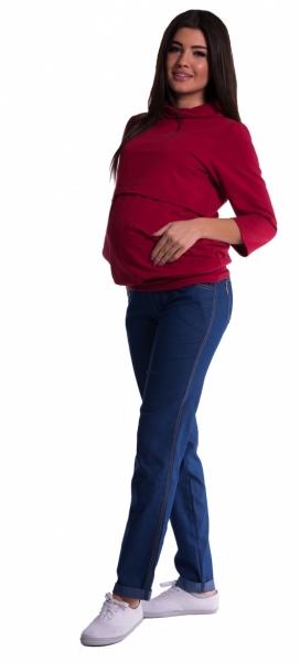 Be MaaMaa Těhotenské kalhoty letní bez břišního pásu - tmavý jeans, Velikost: L (40)
