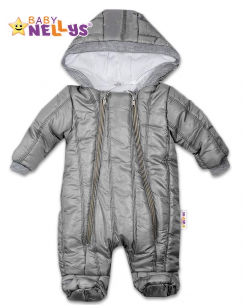 Kombinézka s kapuci Lux Baby Nellys ®prošívaná - šedá, vel. 68, Velikost: 68 (4-6m)