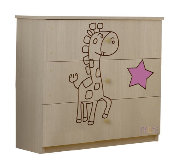 BabyBoo Dětská komoda - Žirafka růžová