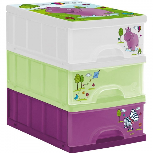 Boxy na hračky - sada 3 šuplíků Hippo