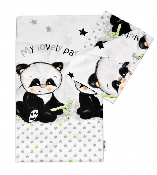 Baby Nellys 2-dílné bavlněné povlečení Panda - bílé