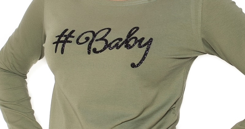 Těhotenské triko dlouhý rukáv Baby - khaki, zelená - M