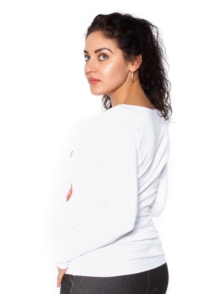 Be MaaMaa Těhotenské triko dlouhý rukáv In Love - bílé - S