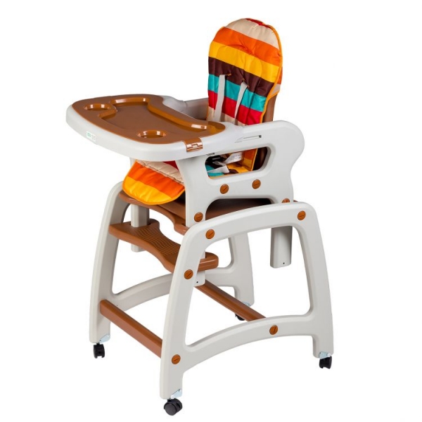 Jídelní stoleček, houpačka ECO TOYS 3v1 - hnědý