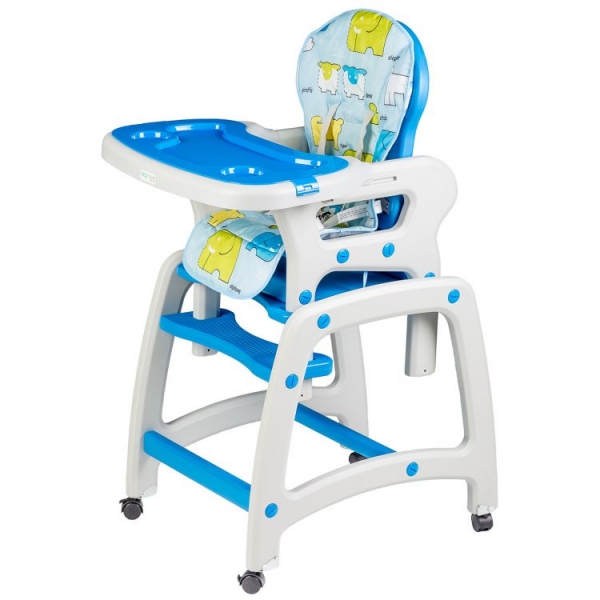 Jídelní stoleček, houpačka ECO TOYS 3v1 - modrý