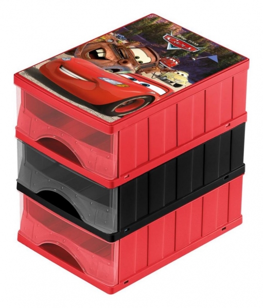 Keeeper Boxy na hračky - sada 3 šuplíků CARS