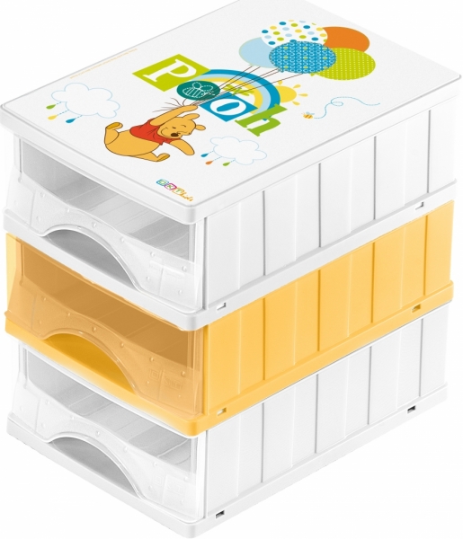Keeeper Boxy na hračky - sada 3 šuplíků MEDVÍDEK PÚ