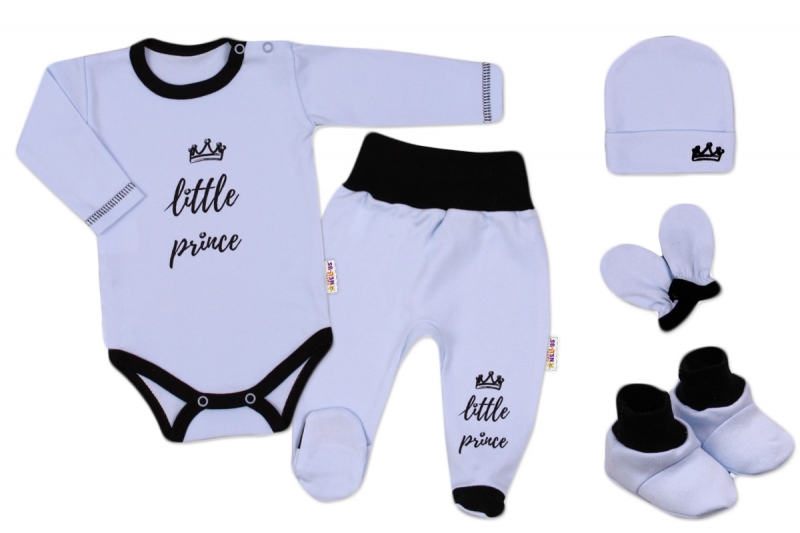 Baby Nellys 5-ti dílná soupravička do porodnice Little Prince, vel. 62 - modrá, Velikost: 62 (2-3m)