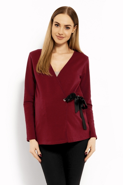 Be MaaMaa Zavinovací těhotenská, kojící halenka, L/XL - bordo, Velikost: L/XL