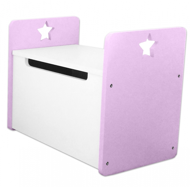 Box na hračky, truhla Star - růžová,bílá