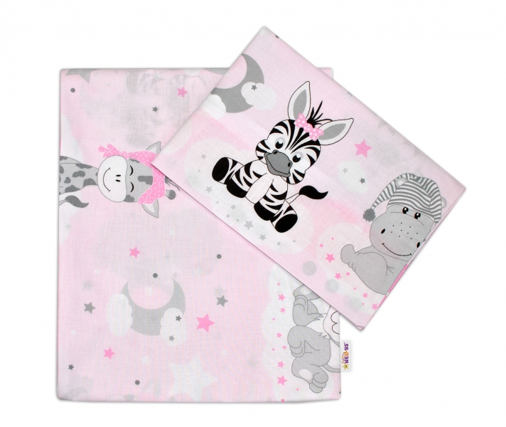 Baby Nellys 2-dílné bavlněné povlečení 135x100, Safari Baby - růžové