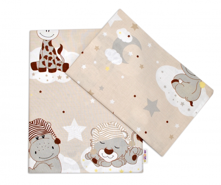 Baby Nellys 2-dílné bavlněné povlečení 135x100, Safari Baby - béžové