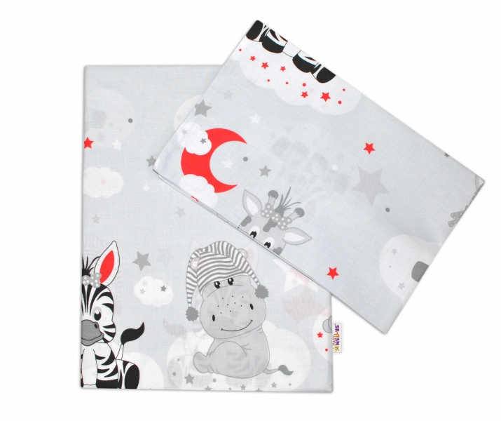 Baby Nellys 2-dílné bavlněné povlečení 135x100, Safari Baby - šedé